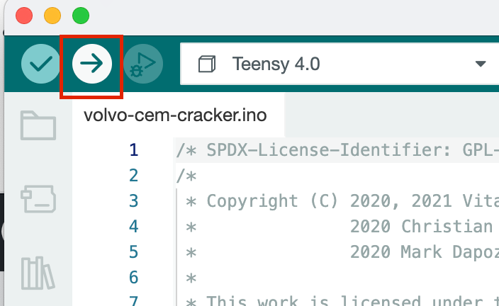 Arduino compile and upload button